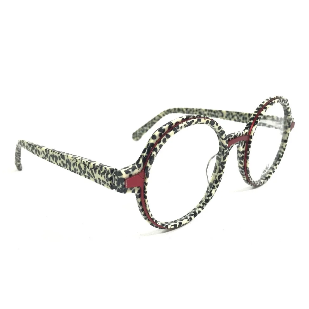 J.F. Rey Eyeglasses Frames JF1342 9138 Black White Cow Print Polka Dot 51-22-140